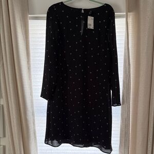 H&M Black Long Sleeve Dress with White Dots